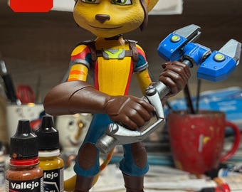 Ratchet and Clank tribute figure HAND PAINTED