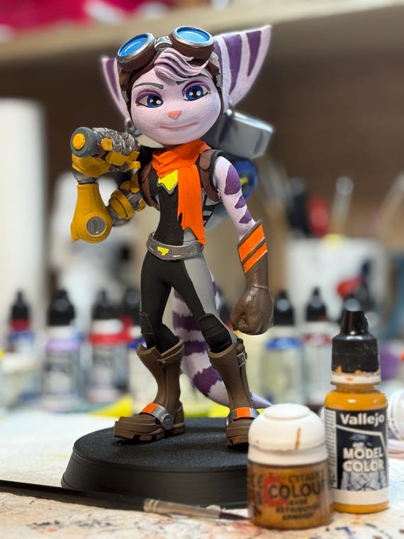 Figura Ratchet and Clank  Tributo (RIVET) 20cm de alto PINTADA a MANO