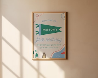 Happy Camper Birthday Welcome Sign: Editable Print (Digital Download)
