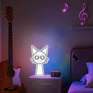 Letrero de neón con forma de gato blanco de dibujos animados, luz de neón Wenda con un lindo gato, arte de pared para dormitorio, decoración del hogar, regalo para adolescentes, luz de neón para juegos.