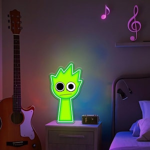 Game Green Characters Neon Sign,Green Skin Lime Neon Light,Gaming Interior Decoration,Gift For Game Lover,Game Room led decor,Led Sign