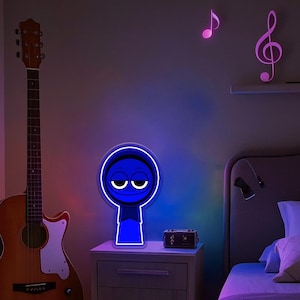 Game Cartoon Chorus Neon Sign,Blue Robe Jevin Neon Light,Gifts For Game Lover,Custom Halloween Neon sign,Gamer Room LED Lightning Wall Art