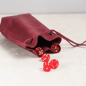 Würfelbeutel, Würfelbeutel, Würfelbeutel aus Leder, Würfelbeutel aus Leder, Beuteltasche aus Leder, DND-Würfelbeutel, Mini-Lederbeutel