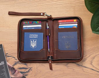 Family passport holder 4, Passport holder rfid men, Leather pouch for passport, Travel wallet leather, Travel rfid wallet, Passport wallet