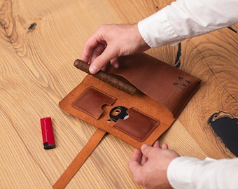 Handmade leather cigars case, Cigars travel case, Personalized leather cigar case, Cigars accessories for men, Cigars carry bag