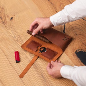 Portasigari in pelle, Portasigari in pelle, Portasigari personalizzato, Portasigari in pelle personalizzato, Portasigari da viaggio, Portasigari per lo sposo