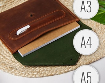 Handmade leather portfolio, A4 leather folder, Personalized folder A5, Leather folder for documents, Notepad holder A5, Leather file folder