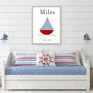 Sailboat fine art print (shown personalized)