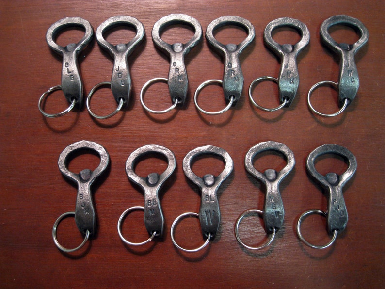 Personalized Keychain Beer Bottle Openers Hand-forged by a Blacksmith image 1