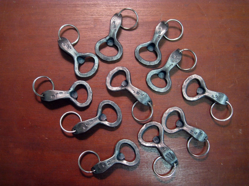 Personalized Keychain Beer Bottle Openers Hand-forged by a Blacksmith image 2