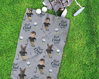 Custom Golf Towel With Kids Photo, Golf Lover Gift, Kids Golf Rag, Gift For Him, Dad gift, Custom Name Father Day Golf Gift, Best Dad by Par