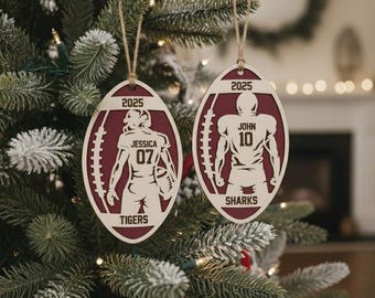 Personalized Football Ornament, Football team gift, kids sports ornament, Sports ornament, custom sports gift, High School Senior 2025