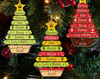 Custom Christmas Tree Ornament with Family Names, Family Christmas Ornament,  Christmas Tree Name Ornament 2024, Family Name Ornament