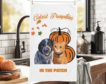 Custom Pet Tea Towel Using Pet Photo, Fall kitchen towel, Dog mom gift, Custom dog towel, Bathroom decor, Christmas Gift for Mom, Grandma