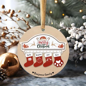Custom Family Name Christmas Ornament 2024 | Christmas Stocking Ornament| Family Tree Ornament, Christmas Decoration, Family Christmas Gift