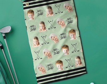 Custom Golf Towel With Kids Photo, Golf Lover Gift, Kids Golf Rag, Gift For Him, Dad gift, Custom Name Father Day Golf Gift, Best Dad by Par