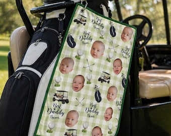 Custom Golf Towel With Kids Photo, Golf Lover Gift, Kids Golf Rag, Gift For Him, Dad gift, Custom Name Father Day Golf Gift, Best Dad by Par