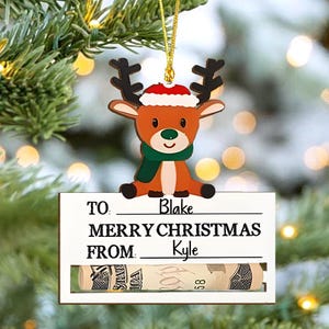 Custom Cute Money Holder Christmas Ornament 2024, Here’s A Few Bucks for Christmas, Reindeer Money Holder, Bucks for Xmas, Gift for kids