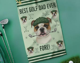 Custom Golf Towel With Pet Photo, Golf Lover Gift, Pet Golf Rag, Gift For Him, Dad gift, Custom Name Father Day Golf Gift, Best Dad by Par