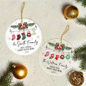Custom Family Name Christmas Ornament, Family of Four, Family of Free, Family of five Christmas Ornament, Baby&#39;s First Christmas Ornament
