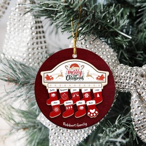 Custom Family Name Christmas Ornament 2024 | Christmas Stocking Ornament| Family Tree Ornament, Christmas Decoration, Family Christmas Gift