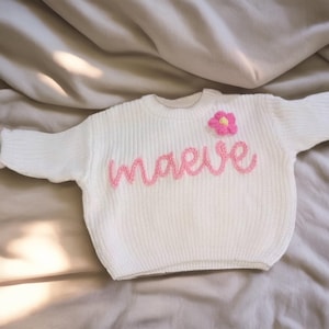 Custom Baby knit sweater, Embroidered Childrens Sweatshirt, Newborn Gift, Birthday Gift For Baby, Personalized Embroidered Baby Name Sweater