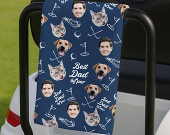Custom Golf Towel With Kids Photo, Golf Lover Gift, Kids Golf Rag, Gift For Him, Dad gift, Custom Name Father Day Golf Gift, Best Dad by Par