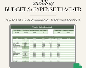 Wedding Budget Planner Template Google Sheets | Digital Wedding Budget Tracker | Wedding Expense Tracker | Budget Spreadsheet Digital Plan