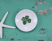 Shamrock on Small Round Ring Dish, Trinket Dish with Clover, Irish Ring Dish, Catch All Dish, Organizing Dish, St Patricks Day Gift