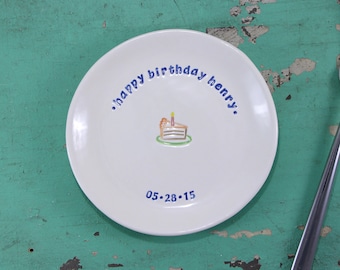 Handmade Personalized Plate for Birthday, Custom Birthday Gift, Custom Cake Plate, Custom Birthday Celebration Dish, Celebrating You