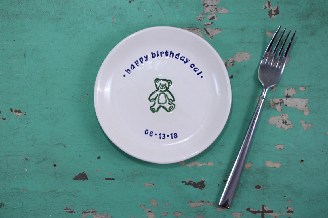 Happy Birthday Plate With Fun Design and Personalization Etsy