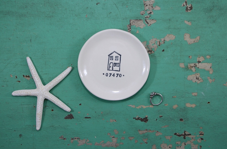 Handmade Dish with Your Zip Code, Custom Dish with Zip Code, Personalized Ceramic Dish with House Design, House Warming Gift, Hostess Gift image 4
