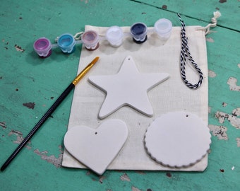 Handmade Paint Your Own Holiday Ornament, DIY Christmas Ornament Kit