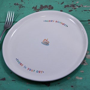 Handmade Custom Happy Birthday Dinner Plate, Today is Your Day, Celebrating You Dish, Personalized Birthday Cake Dish