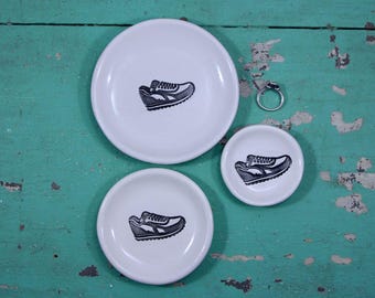 Handmade Ceramic Ring Dish: Running Shoe Design, Gift for Runner