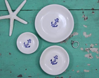 Handmade Nautical Anchor Ceramic Dish: Jewelry, Soap, Trinket