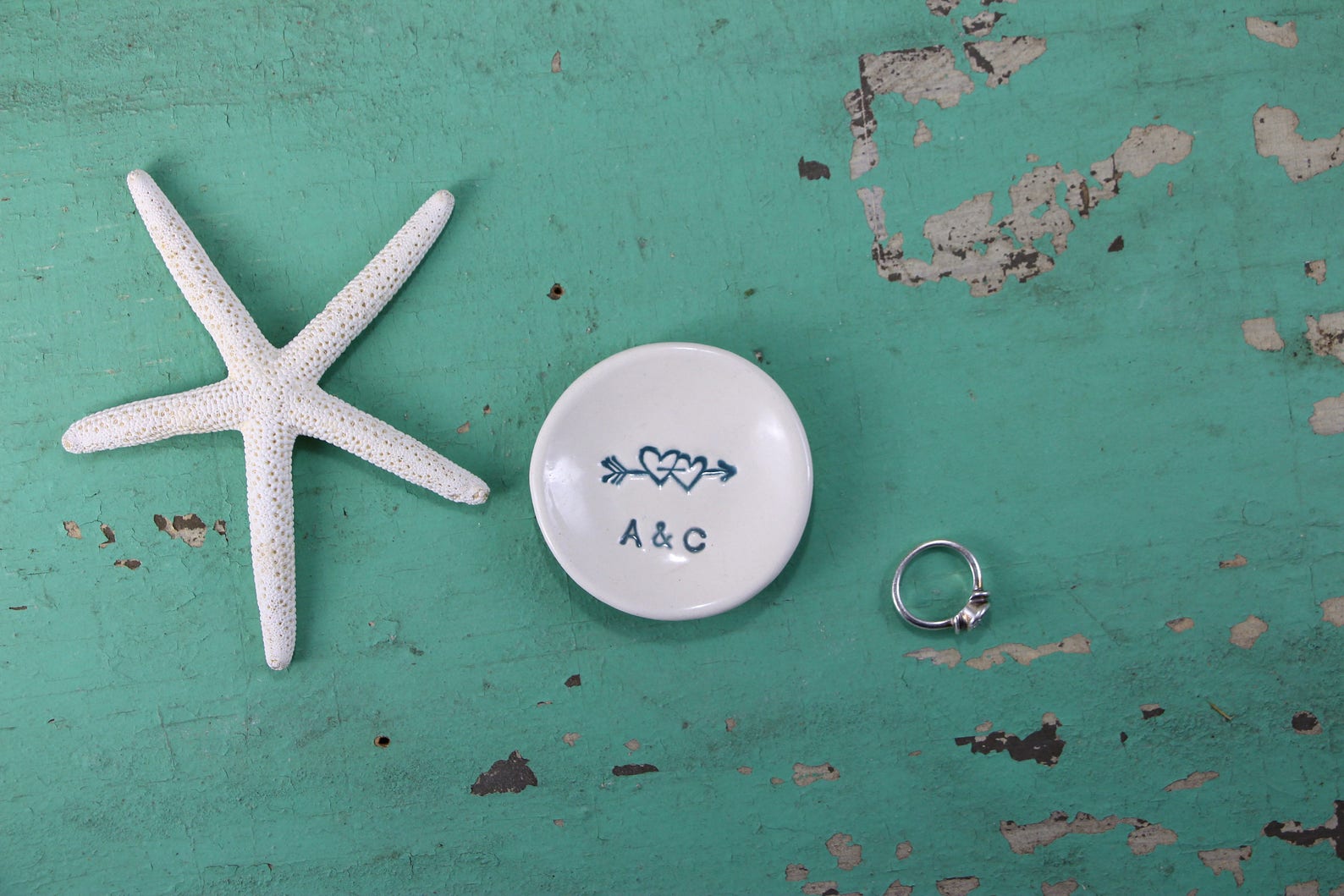 Engagement Ring Dish With Hearts Double Heart Design Ring Etsy