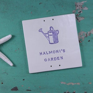 Handmade Custom Garden Sign, Personalized Garden Sign, Watering Can, Garden Tools, Gift for Gardener,