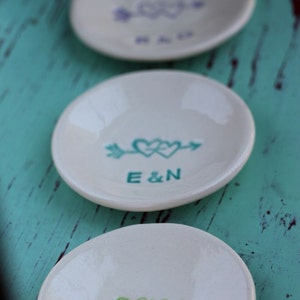 Handmade Engagement Ring Dish with Hearts, Double Heart Design Ring Dish, Personalized Mini Ring Dish, Engagement Ring Dish with Initials image 5