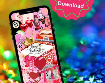 Las Vegas Alla hjärtans dag telefonbakgrund | Alla hjärtans dag-bakgrund | Estetisk bakgrund | iPhone-bakgrund | Android-bakgrund