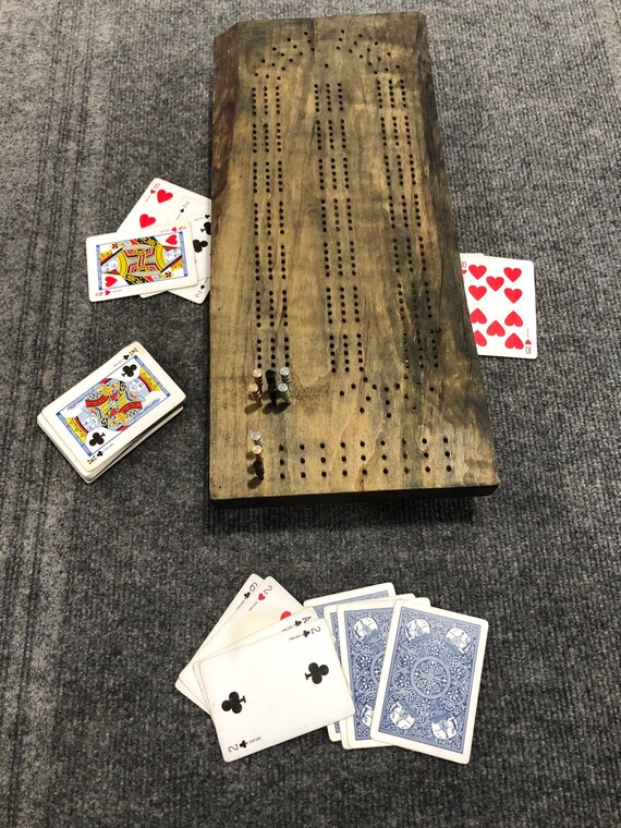3 Player Cribbage Board Green Dye Curly Maple Made In Etsy