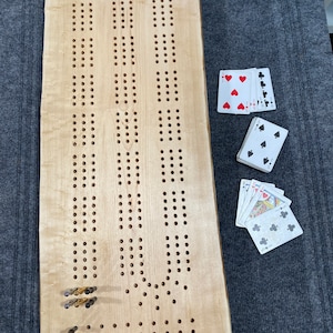 Tablero Cribbage de arce con ojo de pájaro claro para 3 jugadores, borde vivo, gran regalo 2022