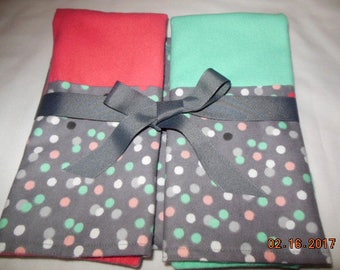 Polka Dot Flannel Receiving Blanket and Burp Gift Set