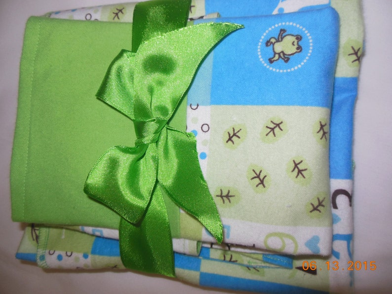 Flannel Receiving Blanket, Bib and Burp Cloth Gift Set image 1