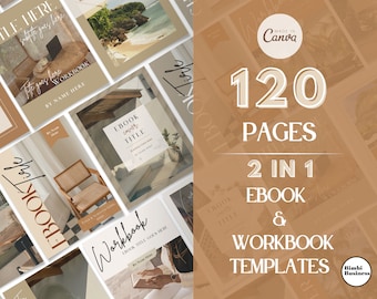 CANVA DE PLANTILLA DE EBOOK, Warm Neutral, Ebook pdf, Plantilla de libro electrónico, Portada de libro electrónico, Imán principal, Plantilla de libro de trabajo, Libro de trabajo de salud mental, Coaching