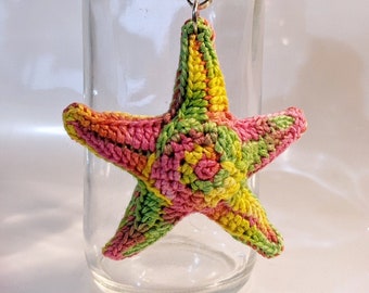 Sherbet Bright Summer Lime Lemon Strawberry Crochet Starfish Keychain