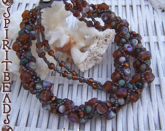 Autumn Sienna Brown Berry Spiral Beaded Necklace