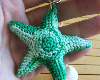 Sea Storm Kelp Green Crochet Starfish Keychain