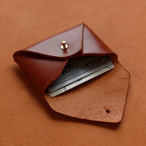 Carteira de couro genuíno marrom escuro feita à mão, porta-cartões, presentes para ela, carteira de luxo, porta-cartões de couro para mulheres, mini carteira de couro