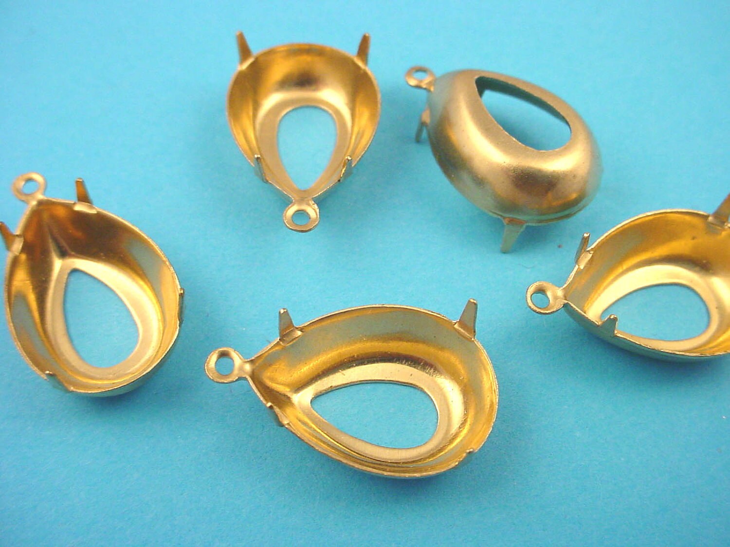18 Pieces Brass Pear Prong Setting 18x13 Open Back 1 ring Etsy